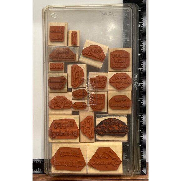 Vintage 1993 Stampin Up More Great Greetings Rubber Stamp Set of 20 Holiday - Picture 2 of 4
